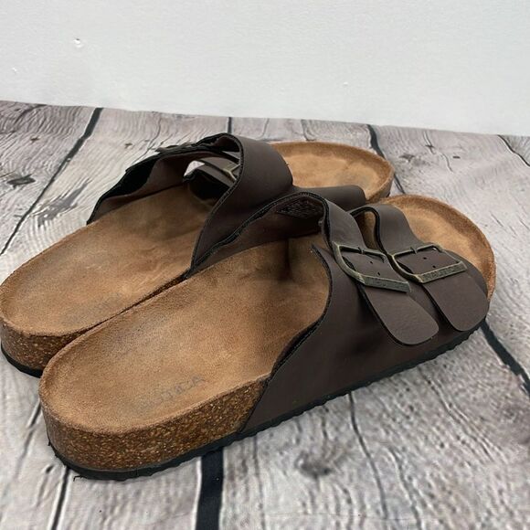 Nautica Men’s Sandals Slip on with wide two straps and buckle size 11 Brown - Picture 9 of 12